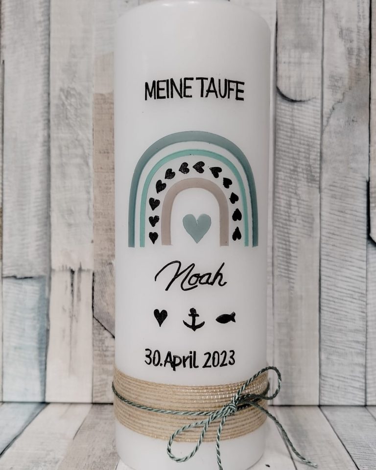 Liebevoll gestaltete Taufkerze Taufkerze