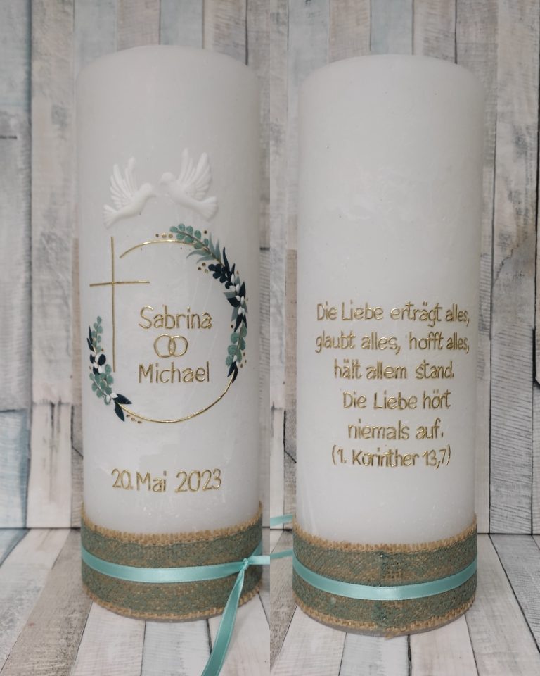 Hochzeitskerze individuell gestaltet Hochzeitskerze