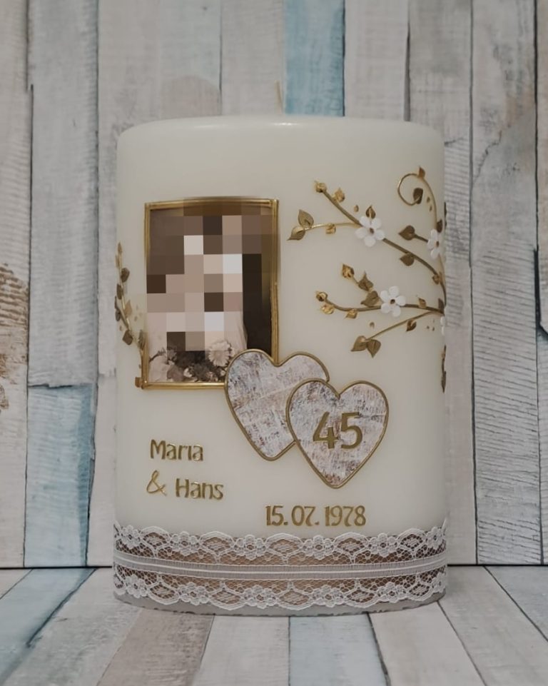 Kerze zur Goldenen oder Silbernen Hochzeit Hochzeitsjubiläum