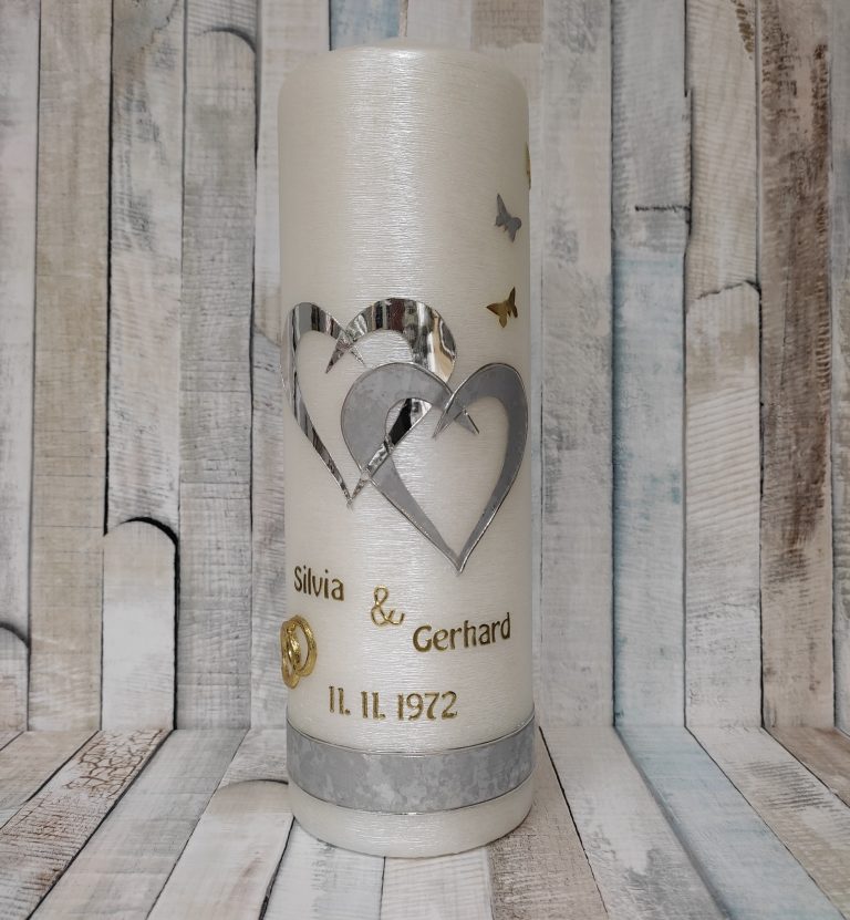 Kerze zur Goldenen oder Silbernen Hochzeit Hochzeitsjubiläum