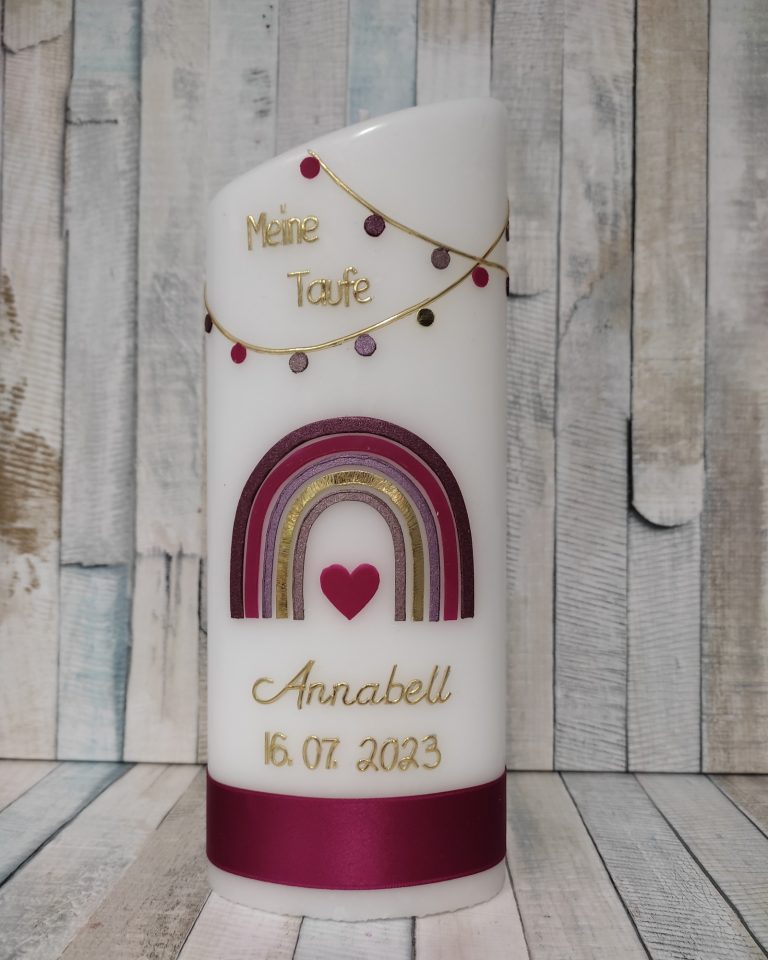 Liebevoll gestaltete Taufkerze Taufkerze