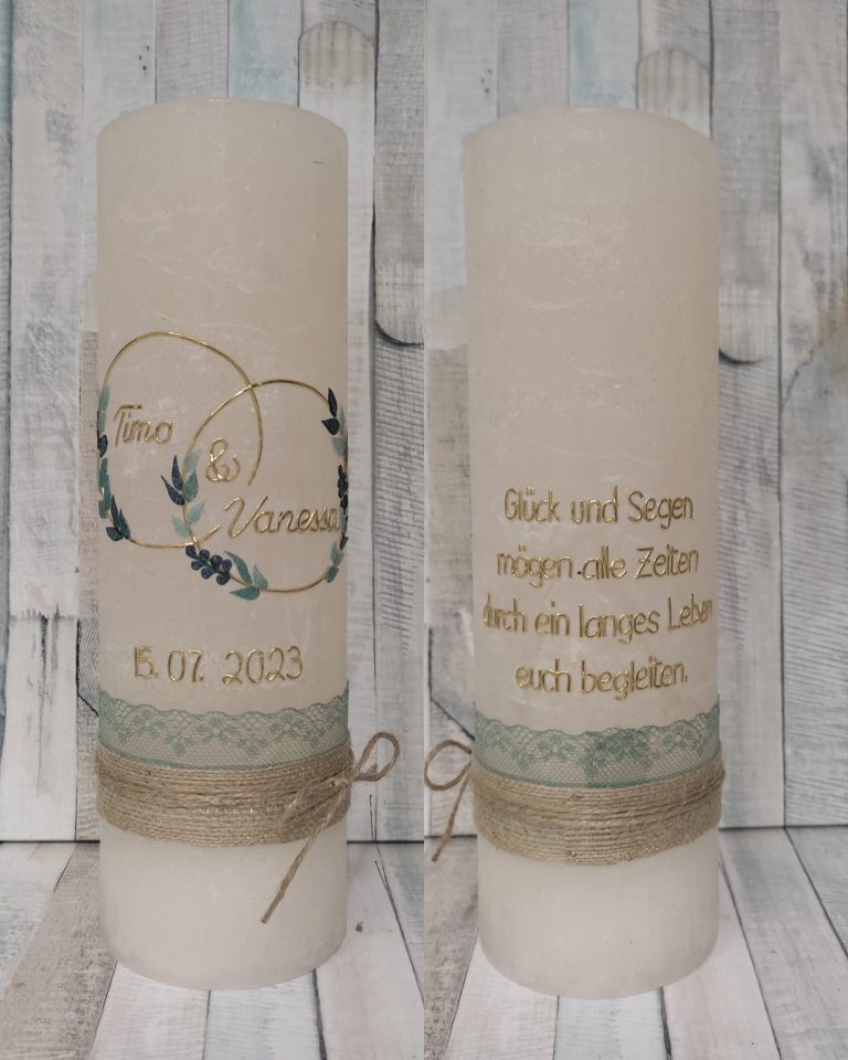 Hochzeitskerze individuell gestaltet Hochzeitskerze