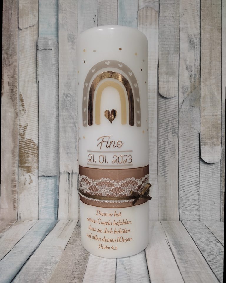 Liebevoll gestaltete Taufkerze Taufkerze