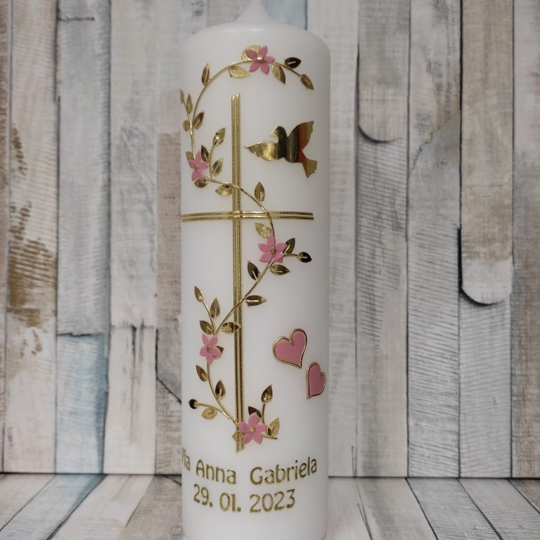 Liebevoll gestaltete Taufkerze Taufkerze