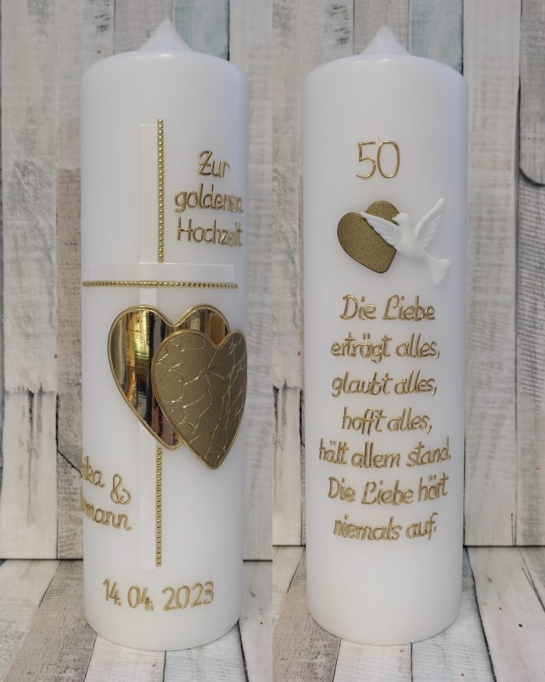 Kerze zur Goldenen oder Silbernen Hochzeit Hochzeitsjubiläum